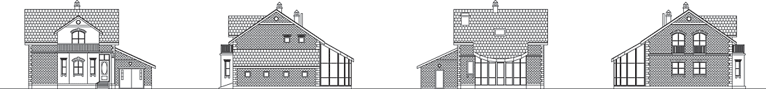 Посмотреть во весь экран фасад проекта:Симпатичный коттедж из газобетона или кирпича с гаражом